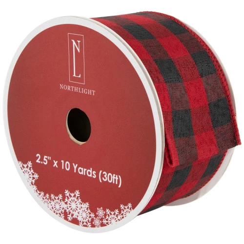 Northlight Black And Red Check Plaid Wired Craft Christmas Ribbon 2.5" X 10 Yards 3 Northlight Black And Red Check Plaid Wired Craft Christmas Ribbon 2.5" X 10 Yards