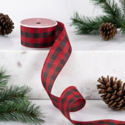 Northlight Black And Red Check Plaid Wired Craft Christmas Ribbon 2.5" X 10 Yards 10 Northlight Black And Red Check Plaid Wired Craft Christmas Ribbon 2.5" X 10 Yards -Northlight Christmas northlight j99460 styled 60084.1699548994