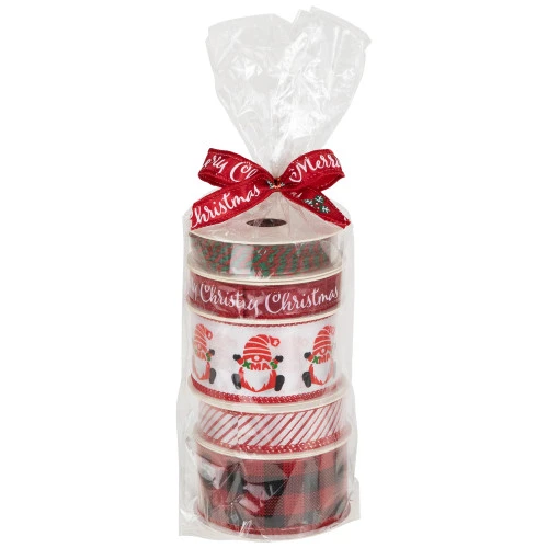 Northlight Set Of 5 Santa Gnome Matching Themed Craft Christmas Ribbons 1.5" X 3 Yards 3 Northlight Set Of 5 Santa Gnome Matching Themed Craft Christmas Ribbons 1.5" X 3 Yards