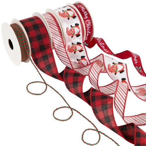 Northlight Set Of 5 Santa Gnome Matching Themed Craft Christmas Ribbons 1.5" X 3 Yards 6 Northlight Set Of 5 Santa Gnome Matching Themed Craft Christmas Ribbons 1.5" X 3 Yards - Image 4