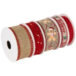 Northlight Set Of 5 Gingerbread Matching Themed Craft Christmas Ribbons 1.5" X 3 Yards -Northlight Christmas northlight j99468 02 28621.1697906055