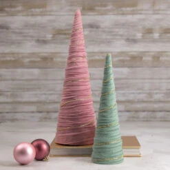 Northlight Twisted Cone Tree With Garland Christmas Decoration - 11.5" - Green -Northlight Christmas northlight ja93328 ja93329 style 63584.1645836906