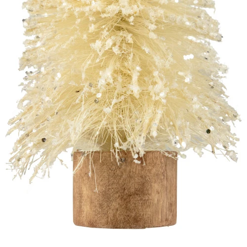 Northlight Glittered Sisal Christmas Tree With Wooden Base Decoration - 8.75" - Cream 6 Northlight Glittered Sisal Christmas Tree With Wooden Base Decoration - 8.75" - Cream - Image 4