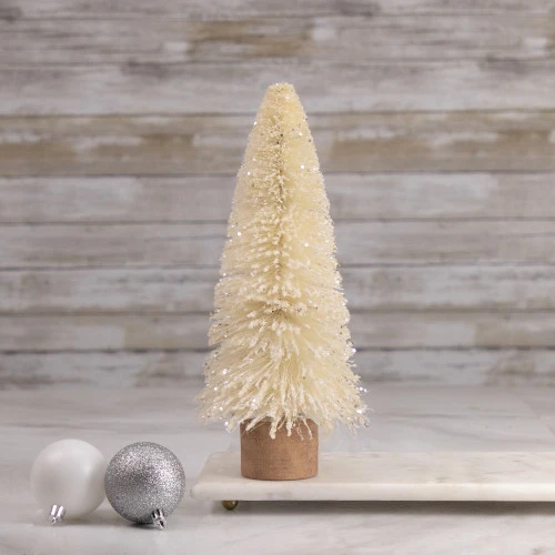 Northlight Glittered Sisal Christmas Tree With Wooden Base Decoration - 8.75" - Cream 4 Northlight Glittered Sisal Christmas Tree With Wooden Base Decoration - 8.75" - Cream - Image 2