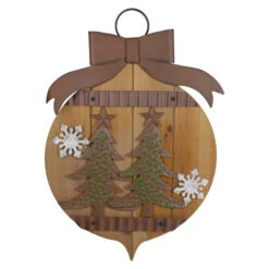 Northlight Rustic Christmas Trees And Snowflakes Wall Sign - 17.5"