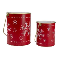 Set Of 2 Red And Gold Metal Snowflake Candle Lanterns Christmas Decoration -Northlight Christmas northlight jf91324 2 65747.1669970843