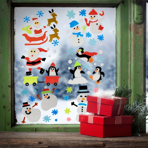Northlight Set Of 6 Double Sided Christmas Gel Window Clings 4 Northlight Set Of 6 Double Sided Christmas Gel Window Clings - Image 2