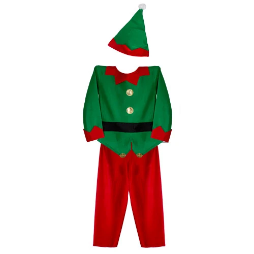 Northlight 24" Red And Green Elf Boy's Costume With A Christmas Santa Hat - 4-6 Years 4 Northlight 24" Red And Green Elf Boy's Costume With A Christmas Santa Hat - 4-6 Years - Image 2