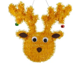 Northlight Tinsel Reindeer With Mini Jingle Bells Hanging Christmas Decoration - 13" -
