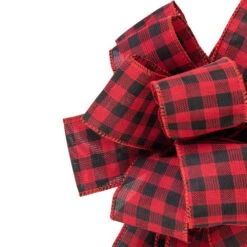 Northlight 19" Buffalo Plaid Print 14 Loop Christmas Bow Tree Topper -Northlight Christmas northlight k94889 02 75073.1691593475