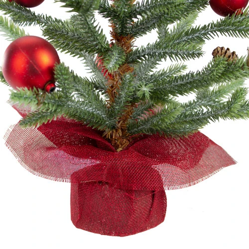 Northlight 18" Potted Pine With Red Ornaments Medium Artificial Christmas Tree – Unlit 4 Northlight 18" Potted Pine With Red Ornaments Medium Artificial Christmas Tree – Unlit - Image 2