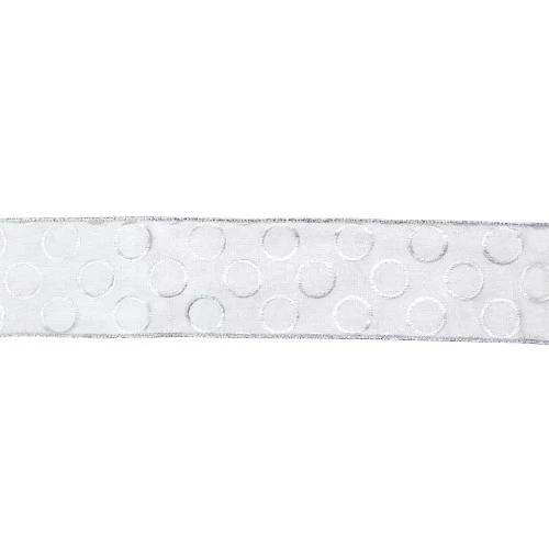 Northlight Snowy White And Silver Circle Christmas Wired Craft Ribbon 2.5" X 16 Yards 3 Northlight Snowy White And Silver Circle Christmas Wired Craft Ribbon 2.5" X 16 Yards