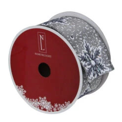 Northlight Gray And White Glitter Snowflake Christmas Wired Craft Ribbon 2.5" X 16 Yards -Northlight Christmas northlight ky28068 1 86002.1642550417