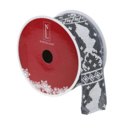 Northlight Gray And White Nordic Reindeer Christmas Wired Craft Ribbon 2.5" X 16 Yards -Northlight Christmas northlight ky28099 2 73895.1647998791