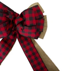 Northlight 48" X 10" Burlap And Buffalo Plaid 16 Loop Christmas Bow Decoration 9 Northlight 48" X 10" Burlap And Buffalo Plaid 16 Loop Christmas Bow Decoration -Northlight Christmas northlight ky91454 2 updated 56318.1612498455