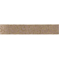 Northlight Burlap And Gold Scroll Christmas Wired Craft Ribbon 2.5" X 10 Yards