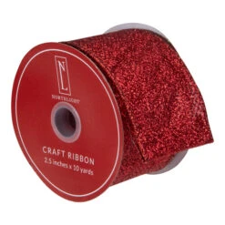 Northlight Red Glittered Christmas Wired Craft Ribbon 2.5" X 10 Yards 7 Northlight Red Glittered Christmas Wired Craft Ribbon 2.5" X 10 Yards -Northlight Christmas northlight ky91459 1 42817.1671613405
