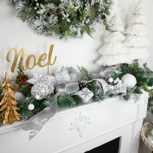 Northlight Silver Glittered Christmas Wired Craft Ribbon 2.5" X 10 Yards 4 Northlight Silver Glittered Christmas Wired Craft Ribbon 2.5" X 10 Yards - Image 2