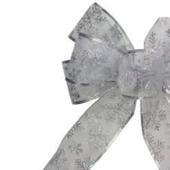 Northlight Glitter Snowflake 6-Loop Sheer Christmas Bow Decoration - 9" X 14" - Silver -Northlight Christmas northlight ky91466 1 90236.1608347588