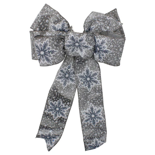 Northlight Snowflake 6-Loop Christmas Bow Decoration - 9" X 14" - Gray And White 3 Northlight Snowflake 6-Loop Christmas Bow Decoration - 9" X 14" - Gray And White