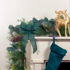 Northlight Plaid 6-Loop Christmas Bow Decoration - 9" X 14" - Black And Green -Northlight Christmas northlight ky91473 ky91492 3 07238.1608347581