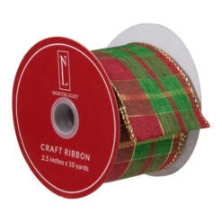 Northlight Red, Green And Gold Plaid Christmas Wired Craft Ribbon 2.5" X 10 Yards -Northlight Christmas northlight ky91477 1 08384.1620236562