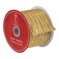 Northlight Gold Glitter Striped Christmas Wired Craft Ribbon 2.5" X 10 Yards 7 Northlight Gold Glitter Striped Christmas Wired Craft Ribbon 2.5" X 10 Yards -Northlight Christmas northlight ky91478 1 18210.1620236560