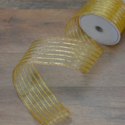 Northlight Gold Glitter Striped Christmas Wired Craft Ribbon 2.5" X 10 Yards 6 Northlight Gold Glitter Striped Christmas Wired Craft Ribbon 2.5" X 10 Yards -Northlight Christmas northlight ky91478 5 29770.1620236560