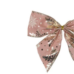 Northlight Shiny Snowflakes Christmas Bow Decorations - 5.5" - Pink And Gold - Pack Of 6 -Northlight Christmas northlight ky91490 1 85420.1608347580