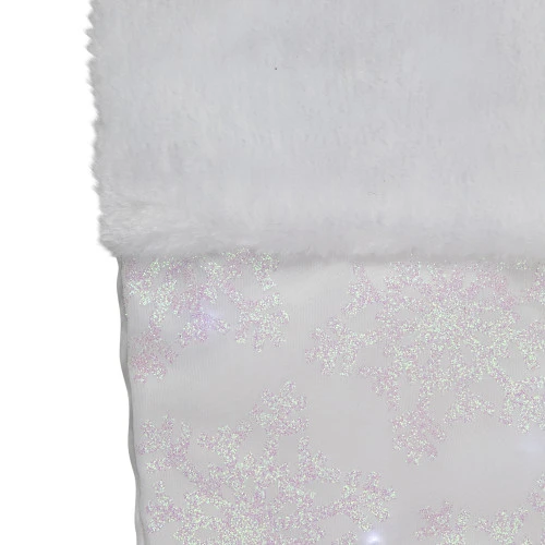 Northlight 22" LED Lighted White Iridescent Glittered Snowflake Christmas Stocking 5 Northlight 22" LED Lighted White Iridescent Glittered Snowflake Christmas Stocking - Image 3