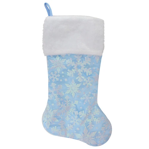 Northlight 19" LED Lighted Blue Iridescent Glittered Snowflake Christmas Stocking 3 Northlight 19" LED Lighted Blue Iridescent Glittered Snowflake Christmas Stocking