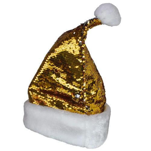 Northlight 15" Gold And Silver Reversible Sequined Christmas Santa Hat With Faux Fur Cuff 4 Northlight 15" Gold And Silver Reversible Sequined Christmas Santa Hat With Faux Fur Cuff - Image 2