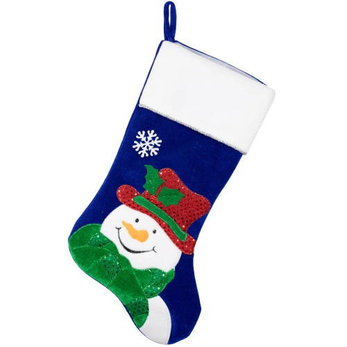 Northlight 20" Royal Blue Embroidered Velveteen Snowman Christmas Stocking With White Cuff 3 Northlight 20" Royal Blue Embroidered Velveteen Snowman Christmas Stocking With White Cuff