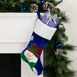 Northlight 20" Royal Blue Embroidered Velveteen Snowman Christmas Stocking With White Cuff 10 Northlight 20" Royal Blue Embroidered Velveteen Snowman Christmas Stocking With White Cuff -Northlight Christmas northlight l35379 styled 15272.1680803030