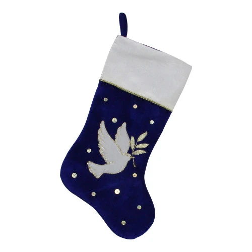 Northlight 20.5" Royal Blue And White Velvet Dove With Olive Branch Christmas Stocking 3 Northlight 20.5" Royal Blue And White Velvet Dove With Olive Branch Christmas Stocking