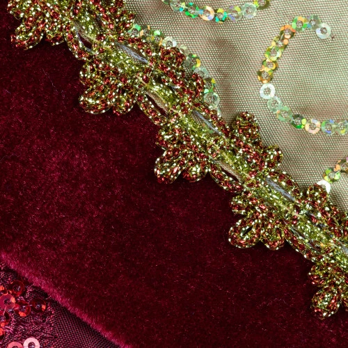 Northlight 20" Red And Gold Leaf Christmas Stocking With Wavy Sequined Cuff 7 Northlight 20" Red And Gold Leaf Christmas Stocking With Wavy Sequined Cuff - Image 5