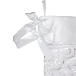 Northlight 19” White And Silver Filigree Christmas Stocking With Bows -Northlight Christmas northlight l85449 1 35238.1591634577