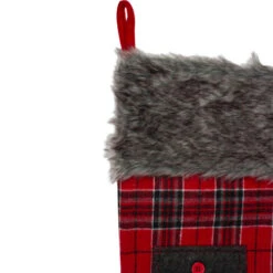Northlight 20.5" Red And Black Plaid Christmas Stocking With Pocket And Faux Fur Cuff -Northlight Christmas northlight l85524 4 51980.1588362274