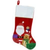 20.5" Red And White Glittered Santa Claus And Reindeer Christmas Stocking