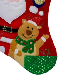 20.5" Red And White Glittered Santa Claus And Reindeer Christmas Stocking -Northlight Christmas northlight l85526 3 31565.1665173704