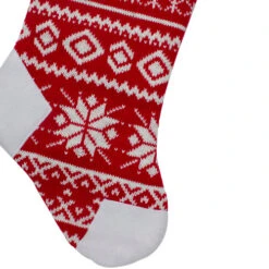 Northlight 21.5" Red And White Knitted Snowflake Christmas Stocking With Fleece Cuff -Northlight Christmas northlight l85551 3 06964.1588373641