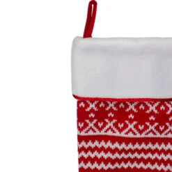 Northlight 21.5" Red And White Knitted Snowflake Christmas Stocking With Fleece Cuff -Northlight Christmas northlight l85551 4 34078.1588373642