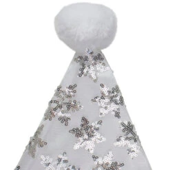 Northlight 21" Silver And White Sequin Snowflake Christmas Santa Hat Costume Accessory - Medium -Northlight Christmas northlight l85602 2 updated 16574.1664379973