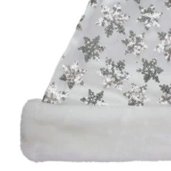 Northlight 21" Silver And White Sequin Snowflake Christmas Santa Hat Costume Accessory - Medium -Northlight Christmas northlight l85602 3 updated 55748.1664379973