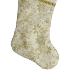 Northlight 20.5-Inch Gold And White Glitter Poinsettia Christmas Stocking With A Velvet Cuff -Northlight Christmas northlight l87972 3 sample 51329.1604196381