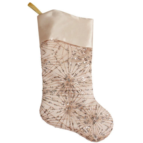 Northlight 20.5-Inch Gold Glitter And Sequin Satin Cuff Christmas Stocking 3 Northlight 20.5-Inch Gold Glitter And Sequin Satin Cuff Christmas Stocking