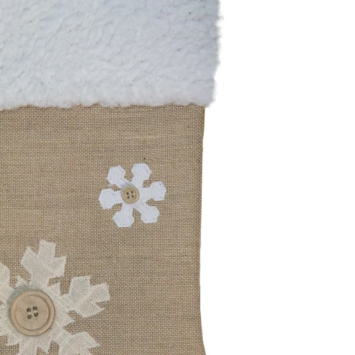 Northlight 20.5" Beige And Ivory Snowflake Embroidered Christmas Stocking 6 Northlight 20.5" Beige And Ivory Snowflake Embroidered Christmas Stocking - Image 4