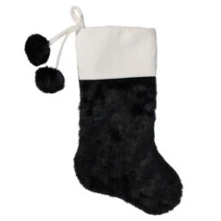 Northlight 20.5-Inch Black And White Christmas Stocking With Corduroy Cuff