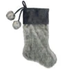 Northlight 20.5-Inch Gray Faux Fur Christmas Stocking With Corduroy Cuff And Pom Poms -Northlight Christmas northlight l88028 1 sample 25218.1665174042