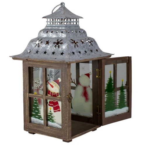 Northlight Rustic Wooden Snowman "Sweet Home" Pillar Candle Christmas Lantern - 16.5" 6 Northlight Rustic Wooden Snowman "Sweet Home" Pillar Candle Christmas Lantern - 16.5" - Image 4